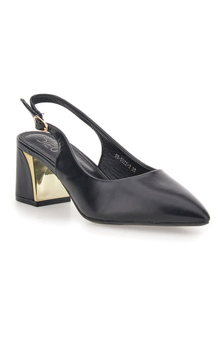 Schwarze Pumps mit mittlerem Absatz und Fersenriemchen Mon dieu DQ50233