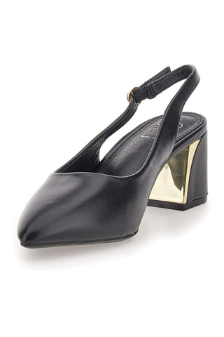 Schwarze Pumps mit mittlerem Absatz und Fersenriemchen Mon dieu DQ50233