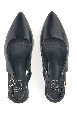 Schwarze Pumps mit mittlerem Absatz und Fersenriemchen Mon dieu DQ50233