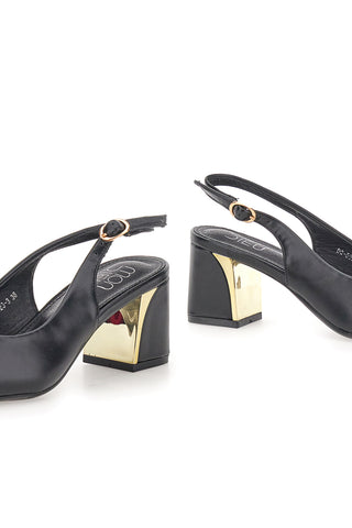 Schwarze Pumps mit mittlerem Absatz und Fersenriemchen Mon dieu DQ50233