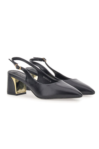 Schwarze Pumps mit mittlerem Absatz und Fersenriemchen Mon dieu DQ50233