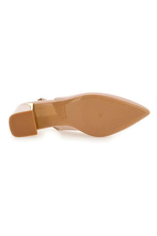 Beigefarbene Pumps mit mittlerem Absatz und Fersenriemen Mon dieu DQ50233