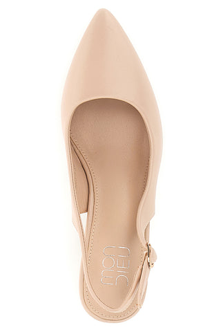 Beigefarbene Pumps mit mittlerem Absatz und Fersenriemen Mon dieu DQ50233