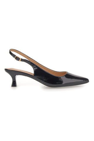 Schwarzes Lack-Slingback-Pumps mit mittlerem Absatz Mon dieu FDS246C