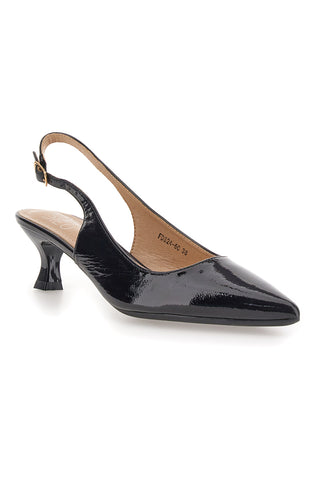 Schwarzes Lack-Slingback-Pumps mit mittlerem Absatz Mon dieu FDS246C