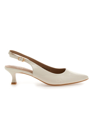 Hellbeige Lack-Slingback-Pumps mit mittlerem Absatz Mon dieu FDS246C