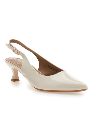 Hellbeige Lack-Slingback-Pumps mit mittlerem Absatz Mon dieu FDS246C