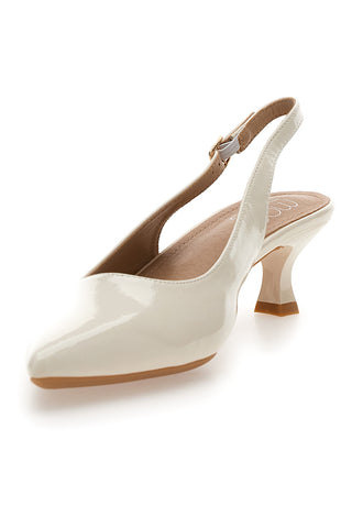 Hellbeige Lack-Slingback-Pumps mit mittlerem Absatz Mon dieu FDS246C