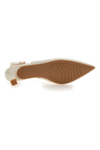 Décolleté Beige chiaro vernice slingback tacco medio Mon dieu FDS246C
