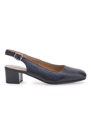 Schwarze Echtleder Slingbacks mit niedrigem Absatz Prima riga 21684LIDY