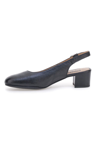 Schwarze Echtleder Slingbacks mit niedrigem Absatz Prima riga 21684LIDY