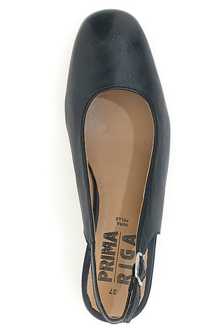 Schwarze Echtleder Slingbacks mit niedrigem Absatz Prima riga 21684LIDY