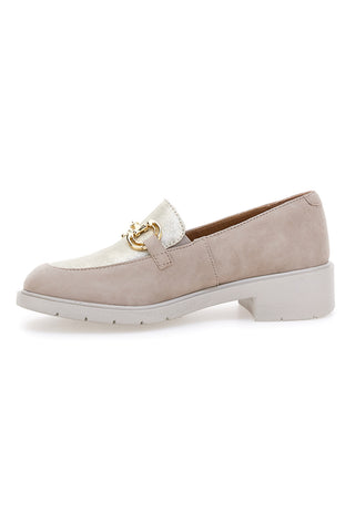 Beige und Gold echtes Leder Mokassins mit Kette Prima riga 24584IGNIS