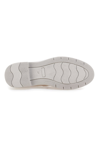 Beige und Gold echtes Leder Mokassins mit Kette Prima riga 24584IGNIS
