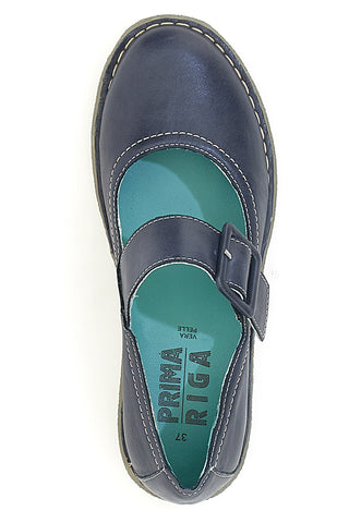 Mary Jane blu in vera pelle con cinturino Prima riga 24633AFRICA