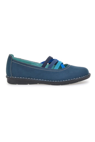 Blaue Ballettschuhe aus echtem Leder mit Gummibändern Prima riga 19840FRUIT