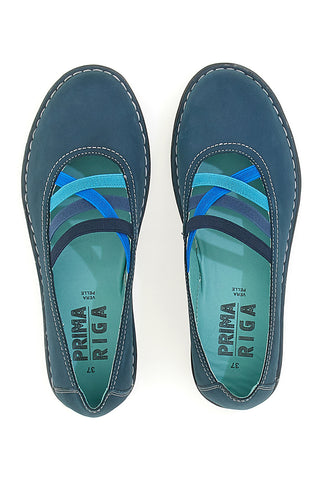 Ballerine blu in vera pelle con fasce elastiche Prima riga 19840FRUIT