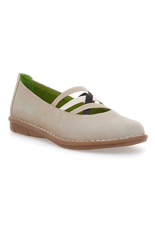 Ballerine beige in vera pelle con fasce elastiche Prima riga 19840FRUIT
