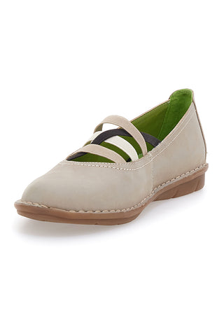 Ballerine beige in vera pelle con fasce elastiche Prima riga 19840FRUIT