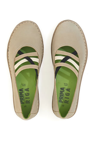 Ballerine beige in vera pelle con fasce elastiche Prima riga 19840FRUIT