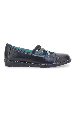Schwarze Ballettschuhe aus echtem Leder mit Gummibändern Prima riga 19496FRUIT
