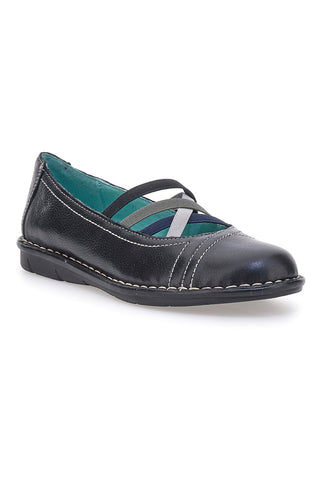 Schwarze Ballettschuhe aus echtem Leder mit Gummibändern Prima riga 19496FRUIT