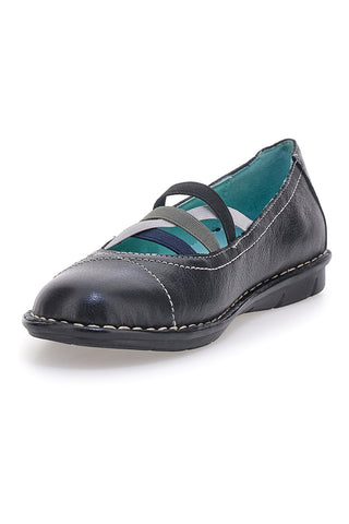 Schwarze Ballettschuhe aus echtem Leder mit Gummibändern Prima riga 19496FRUIT