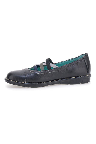 Schwarze Ballettschuhe aus echtem Leder mit Gummibändern Prima riga 19496FRUIT