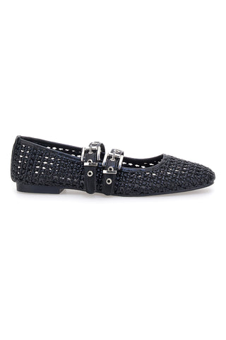 Ballerine nere intrecciate con fibbie The First IDE12 da Donna