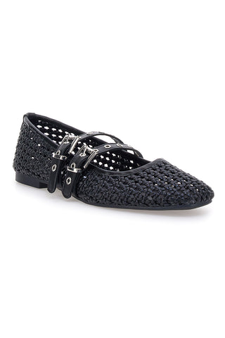Schwarze Ballerinas mit Schnallenverschluss The First IDE12 für Damen