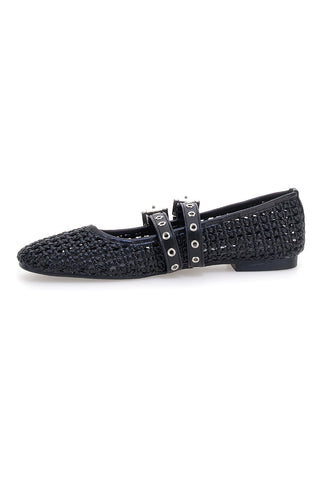Ballerine nere intrecciate con fibbie The First IDE12 da Donna
