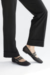 Ballerine nere intrecciate con fibbie The First IDE12 da Donna