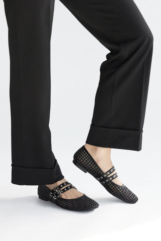 Schwarze Ballerinas mit Schnallenverschluss The First IDE12 für Damen