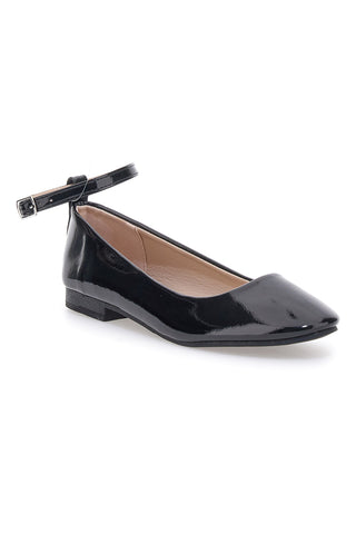 Ballerine nere vernice con cinturino alla caviglia The First IDE1075 da Donna