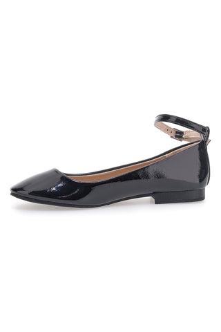 Ballerine nere vernice con cinturino alla caviglia The First IDE1075 da Donna