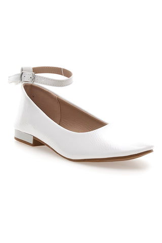 Ballerine bianche vernice con cinturino alla caviglia The First IDE1075 da Donna