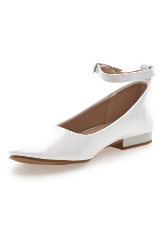 Ballerine bianche vernice con cinturino alla caviglia The First IDE1075 da Donna