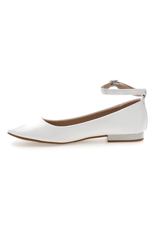 Ballerine bianche vernice con cinturino alla caviglia The First IDE1075 da Donna