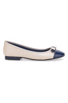 Beige-blaue Ballerinas mit Schleife The First IDE6292