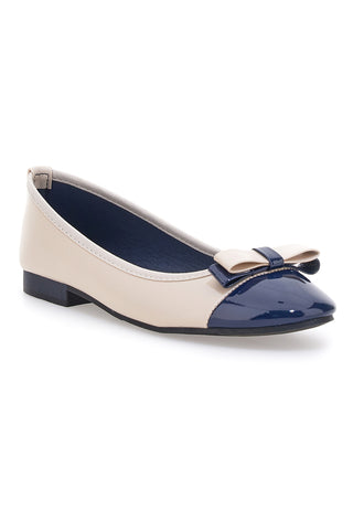 Beige-blaue Ballerinas mit Schleife The First IDE6292