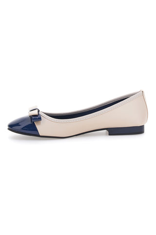 Beige-blaue Ballerinas mit Schleife The First IDE6292
