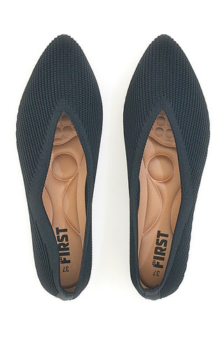Ballerine nere in tessuto con soletta morbida The First PREA614