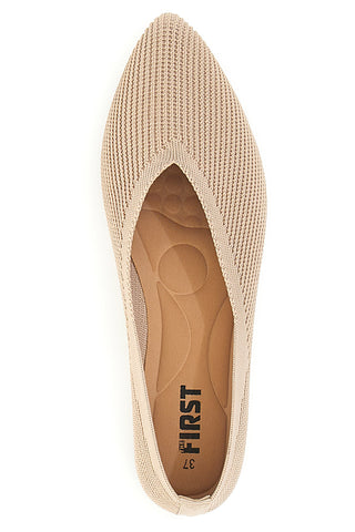 Ballerine beige in tessuto con soletta morbida The First PREA614