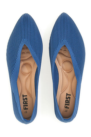 Ballerine blu in tessuto con soletta morbida The First PREA614