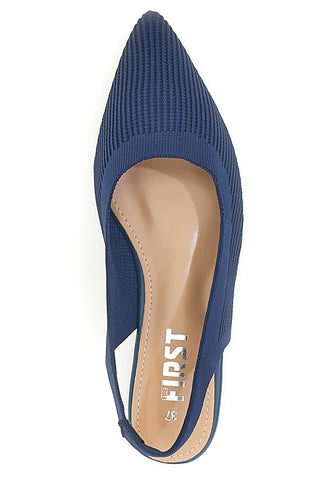 Blaue Slingback-Ballerinas aus Stoff The First PREA617