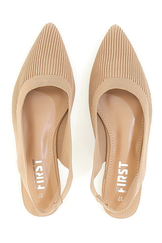 Beigefarbene Slingback-Ballerinas aus Stoff von The First PREA617