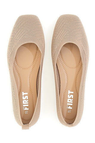 Ballerine beige in tessuto con soletta morbida The First PRE2