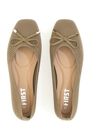 Ballerine beige in tessuto con soletta morbida The First PRE3