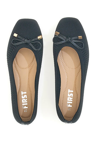 Ballerine nere in tessuto con soletta morbida The First PRE3