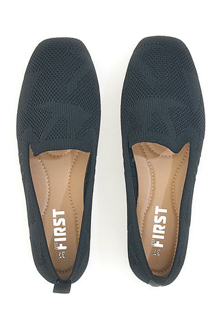 Ballerine Mocassini neri in tessuto con soletta morbida The First PRESZ32